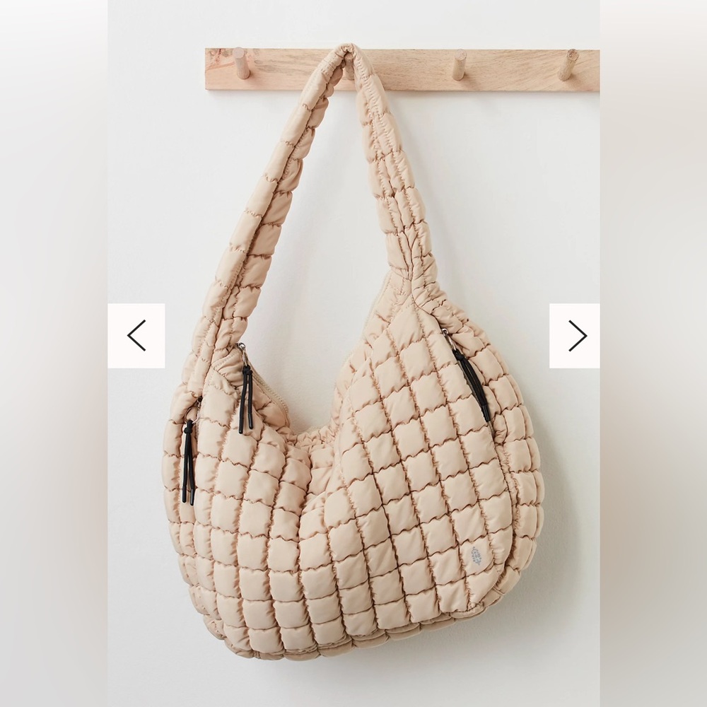 Free People Quilted Carryall Large Hobo Bag in Light Beige - Picture 2 of 4